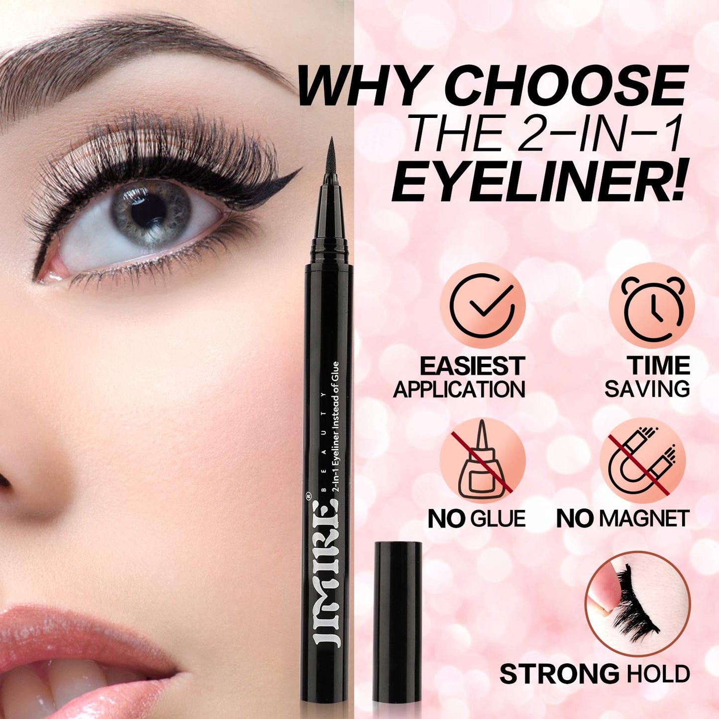 JIMIRE Eyelash Glue Clear | Secure Hold for False Eyelashes | Latex-Free Eyelash Adhesive with Chamomile Suitable for Sensitive Eyes