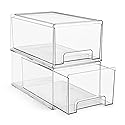 Sorbus Large Clear Stackable Storage Drawers - 2-Pack Plastic Organizer Bins with Handles - Stackable Pull-Out Storage Drawers for Closet, Pantry…