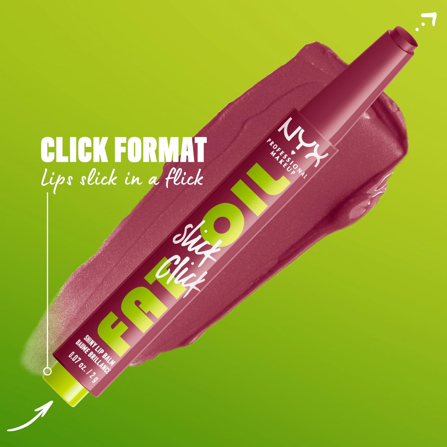 NYX PROFESSIONAL MAKEUP Fat Oil Slick Click, Lightweight, Buildable, Pigmented Vegan Lip Balm - Thats Major