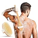 Back Scrubber for Shower - 20" Long Handle Shower Brush - Natural Bristle Back Brush - Ergonomic Handle + Silicone Anti-Slip Grip - Great Gift Idea