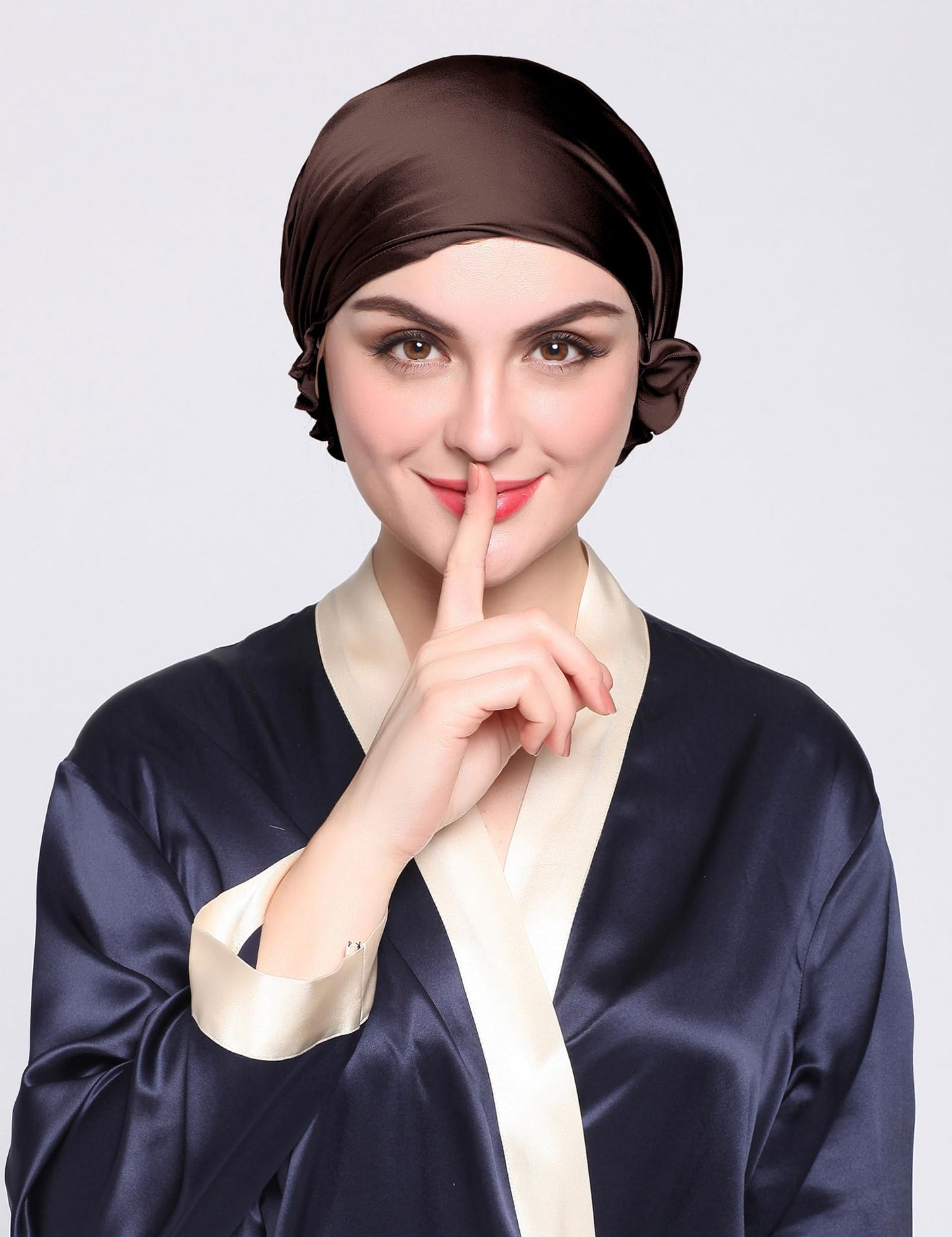 LilySilk Silk Bonnet for Sleeping Womens Sleep Cap 100% 19MM Mulberry Silk for Long Curly Hair Adjustable Stretchy Dark Brown Beauty and Personal Care LilySilk