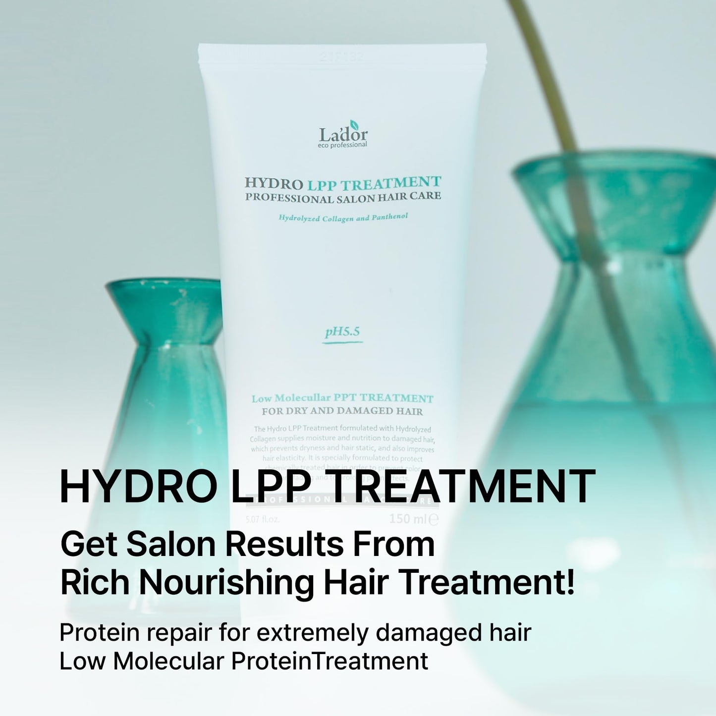 LADOR Hydro LPP Keratin Hair Treatment - Anti Frizz Conditioner Mask for Dry, Damaged, Color Treated, Gray Hair - Hydrolyzed Collagen (2. 5.07 Fl Oz)