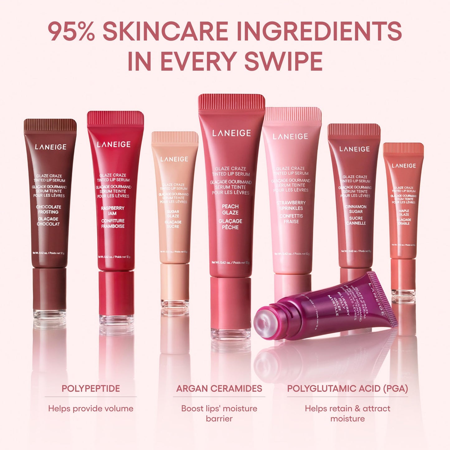 LANEIGE Glaze Craze Tinted Lip Serum, Strawberry Sprinkles: Hydrating Serum for Glossy,Nourished Lips with Plumping Polypeptides,0.42 oz Beauty and Personal Care LANEIGE
