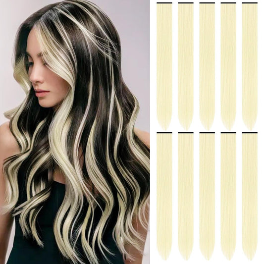 TOFAFA Blonde Hair Extensions Clip in Synthetic Colored Hairpiece 10 PCS Beauty and Personal Care TOFAFA Default Title