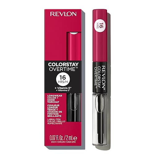 Revlon Liquid Lipstick with Clear Lip Gloss, ColorStay Overtime Lipcolor, Dual Ended with Vitamin E, 010 Non-Stop Cherry, 0.07 Fl Oz