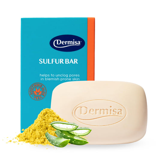Dermisa Sulfur Bar Soap with Aloe Vera, Helps to Cleanse Oily Acne-Prone Skin and Unclog Pores, Contains Sulfur & Aloe Vera, No Parabens, No Animal