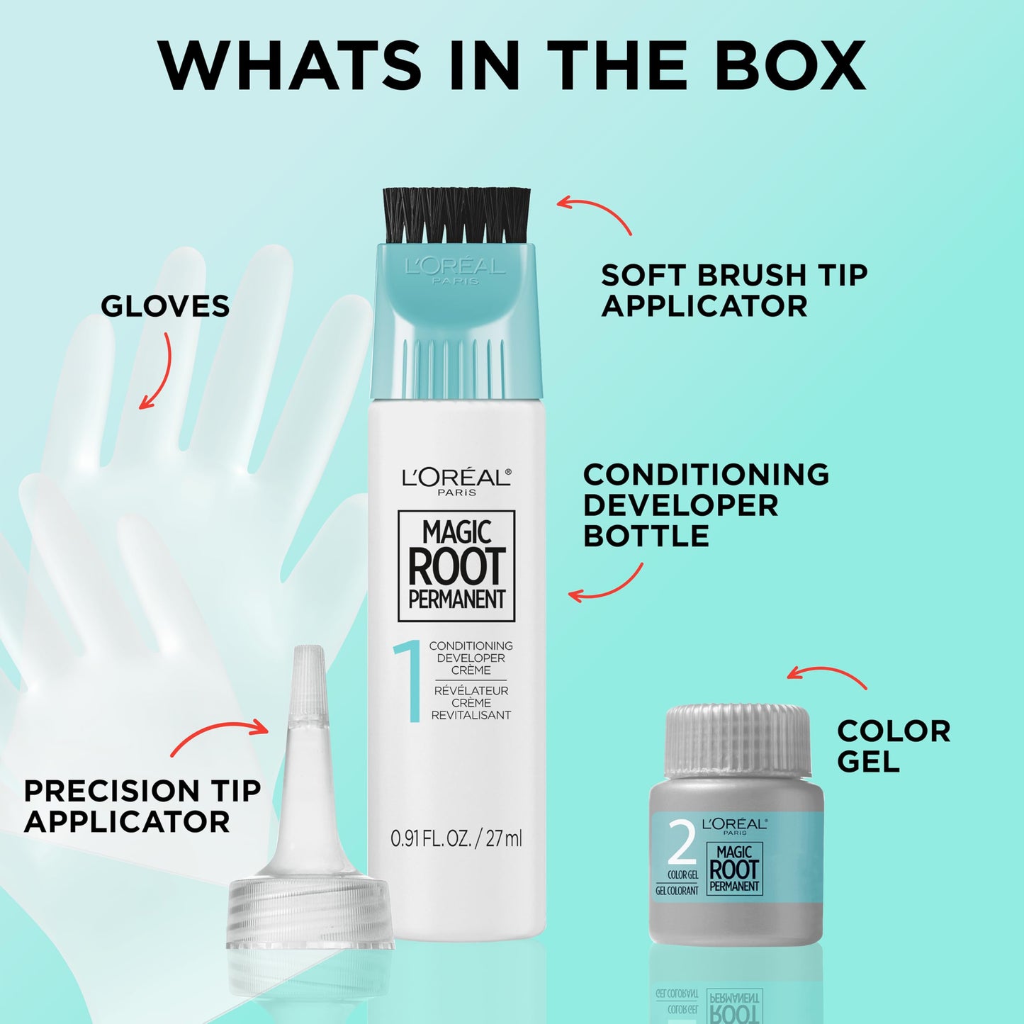 L'Oreal Paris Magic Root Permanent Hair Color Kit, 100% Gray Hair Coverage In Just 10 Minutes, Precision Brush Applicator for Seamless Application, 6