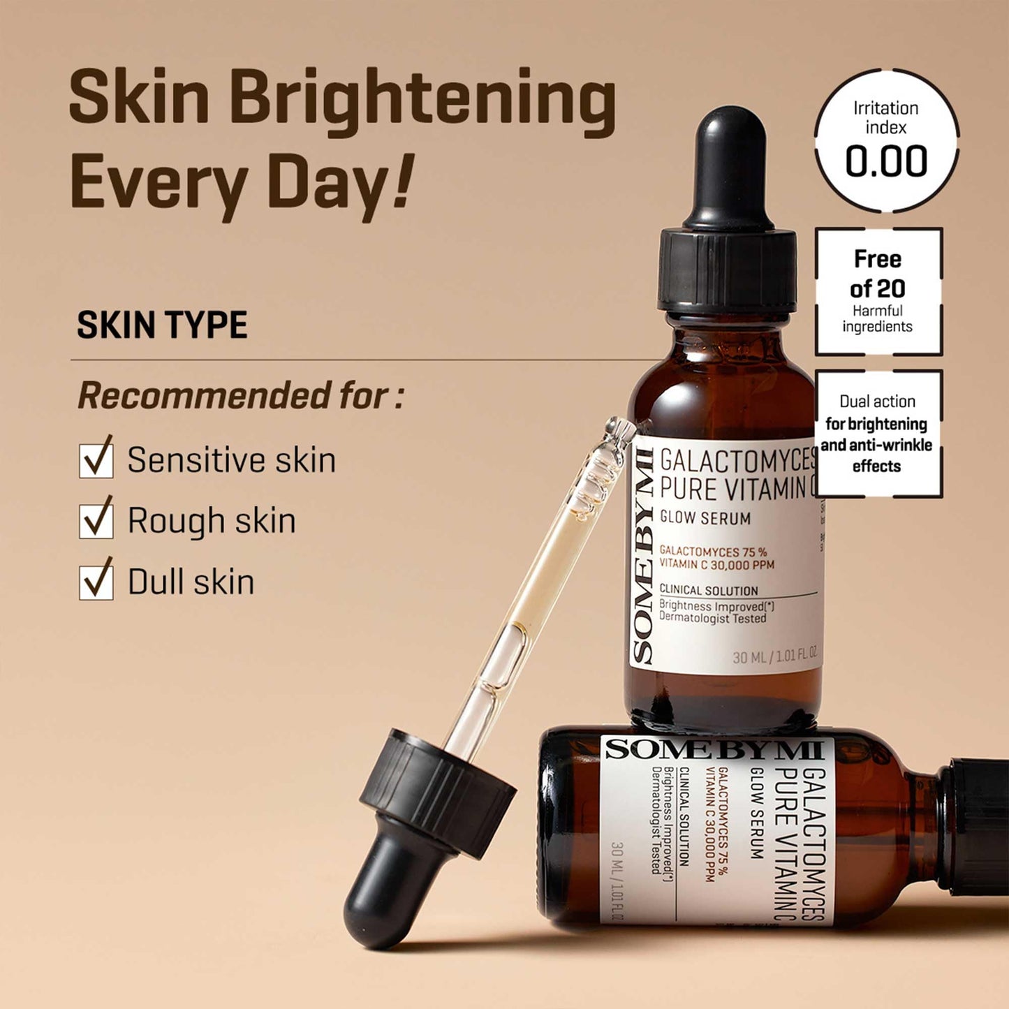 SOME BY MI Galactomyces Pure Vitamin C Glow Serum - 1.01Oz, 30ml - Korean Vitamin C Face Serum for Glow Glass Skin - Dark Spot Correcting Ampule