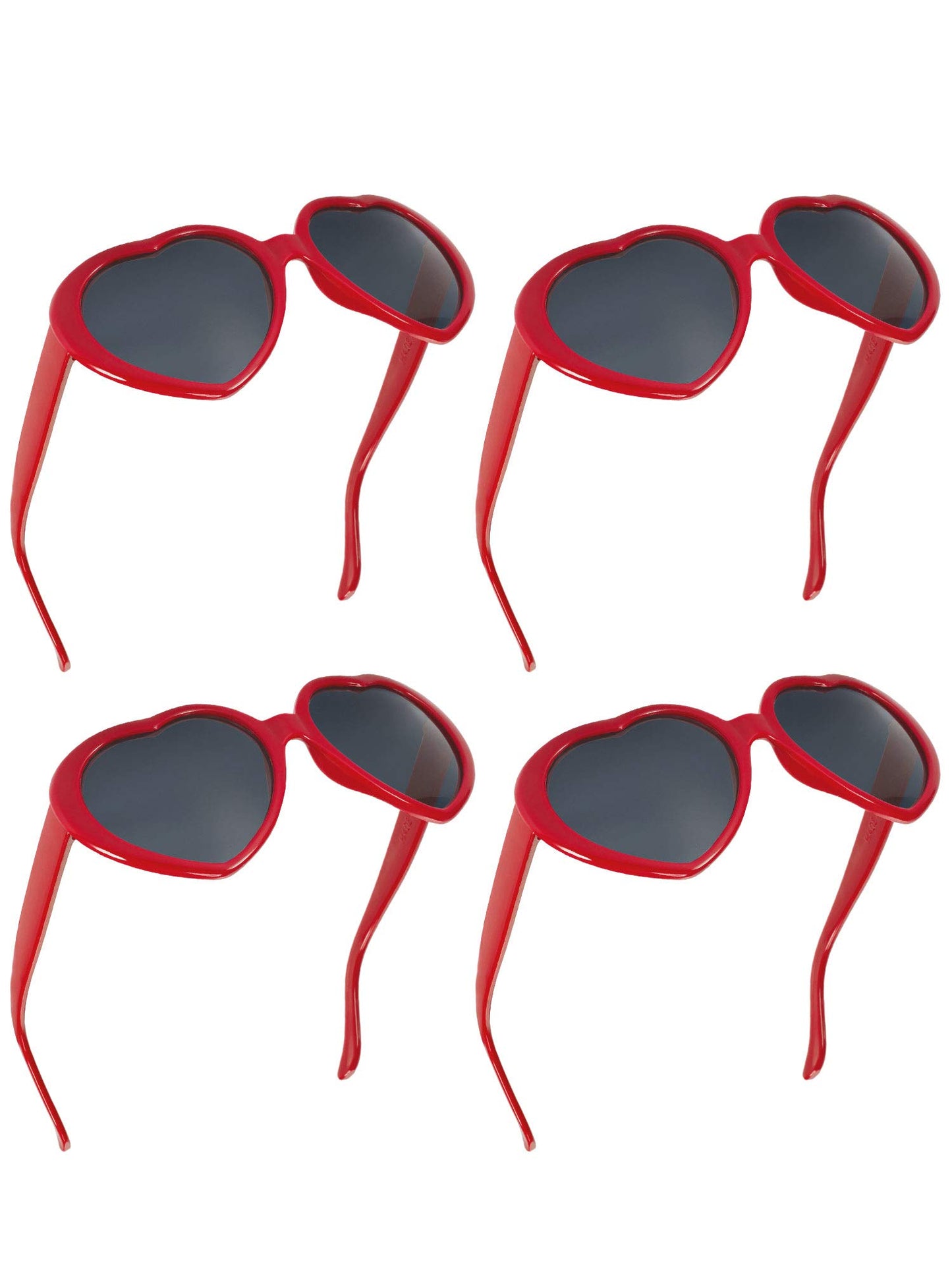 Blulu 12 Pieces Neon Colors Heart Shape Sunglasses for Women Party Favors and Festival (Red)