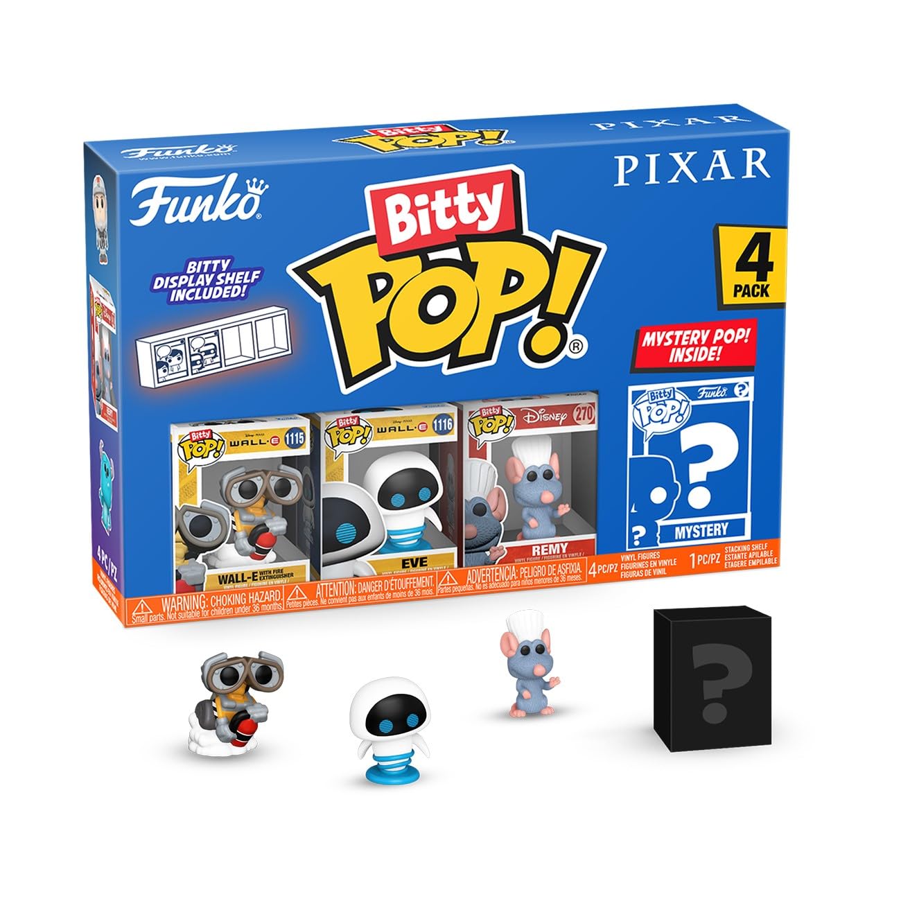 Funko Pop Bitty: Pixar Mini Collectible Toys 4-Pack - Wall-E, EVE, Remy, & Mystery Chase Figure - (Styles May Vary) and A Surprise Mystery Mini…