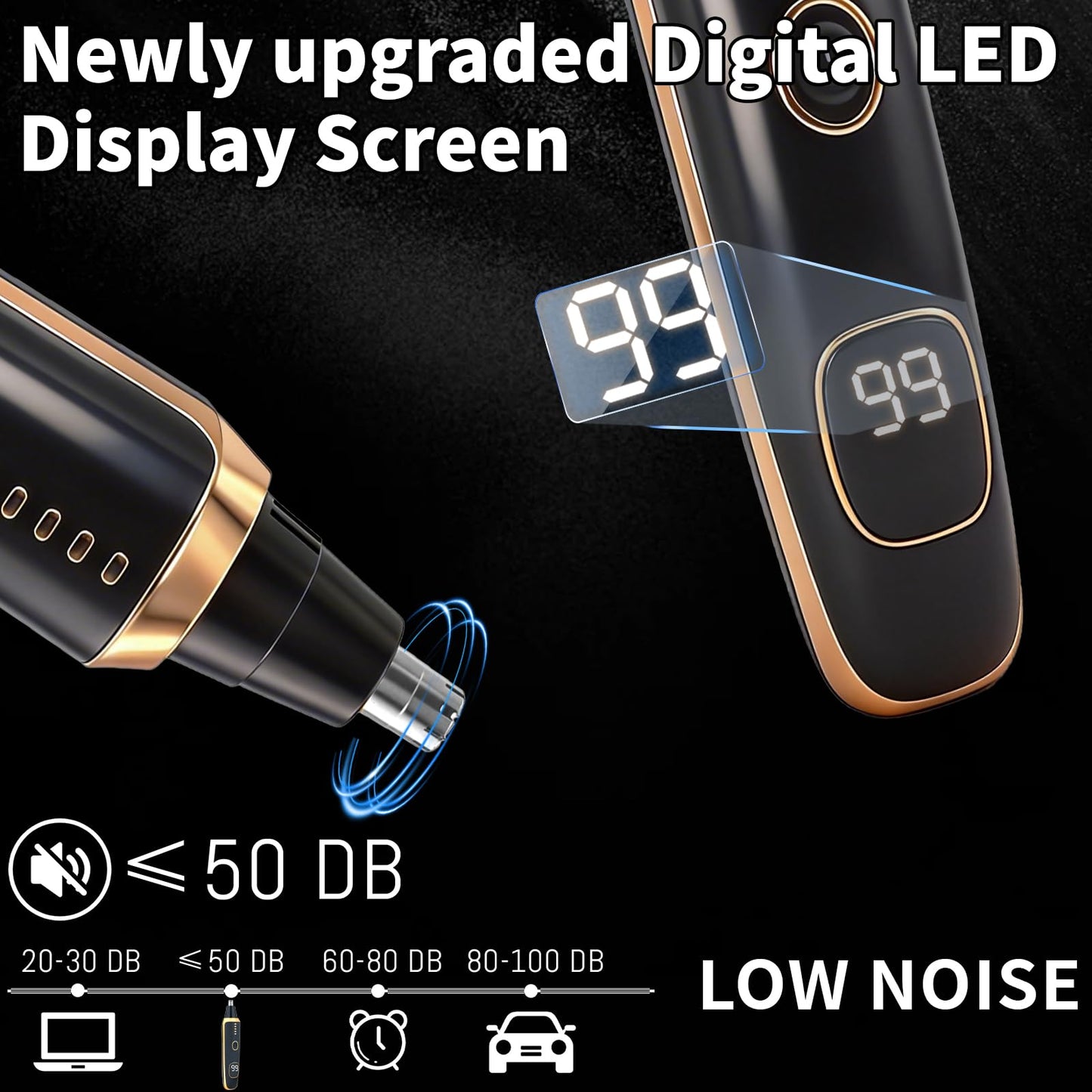 Yunmiss Nose and Ear Hair Trimmer for Men Women,2 in 1 LED Display Eyebrow Hair Trimmer with USB Rechargeable,2026 Portble Waterproof Facial Hair Beauty and Personal Care Yunmiss