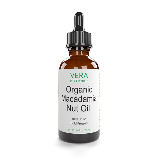 Vera Botanics ORGANIC MACADAMIA NUT OIL 100% Pure & Natural, Unrefined, Cold-Pressed For Face, Dry Skin, Nails, Lips, Body & Hair - Reduce Hair