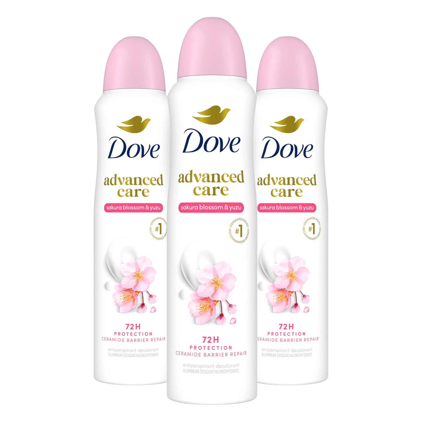 Dove Advanced Care Antiperspirant Deodorant Spray for Women 3 Pack Sakura Blossom & Yuzu 72 hour sweat and odor protection 3.8 oz Beauty and Personal Care Dove