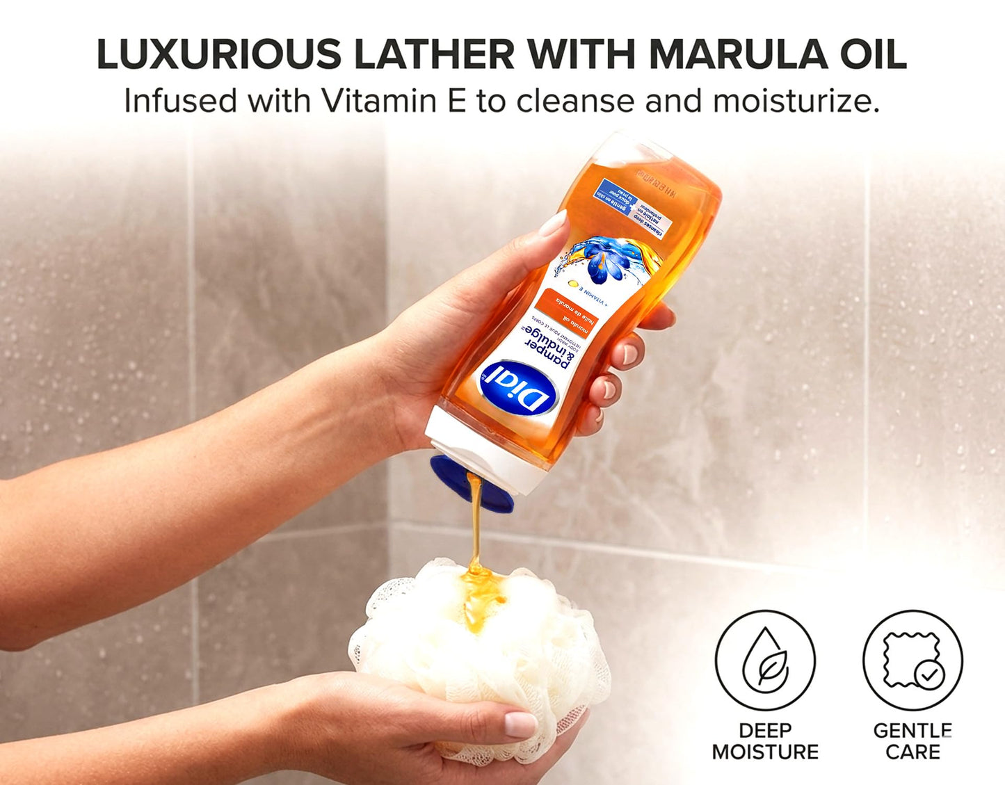 Dial Pamper & Indulge Body Wash with Marula Oil and Vitamin E, 16 fl oz (Pack of 3)