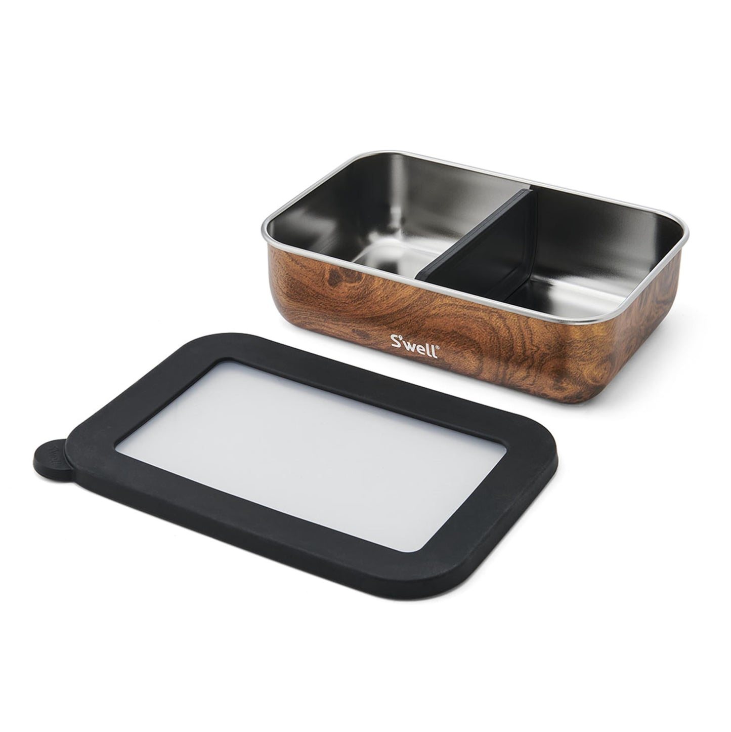 S'well Stainless Steel Bento Box, Teakwood, Fits One Large Entree Or Small Entree And Snack, Includes Removable Divider, Leakproof, Easy to Clean…