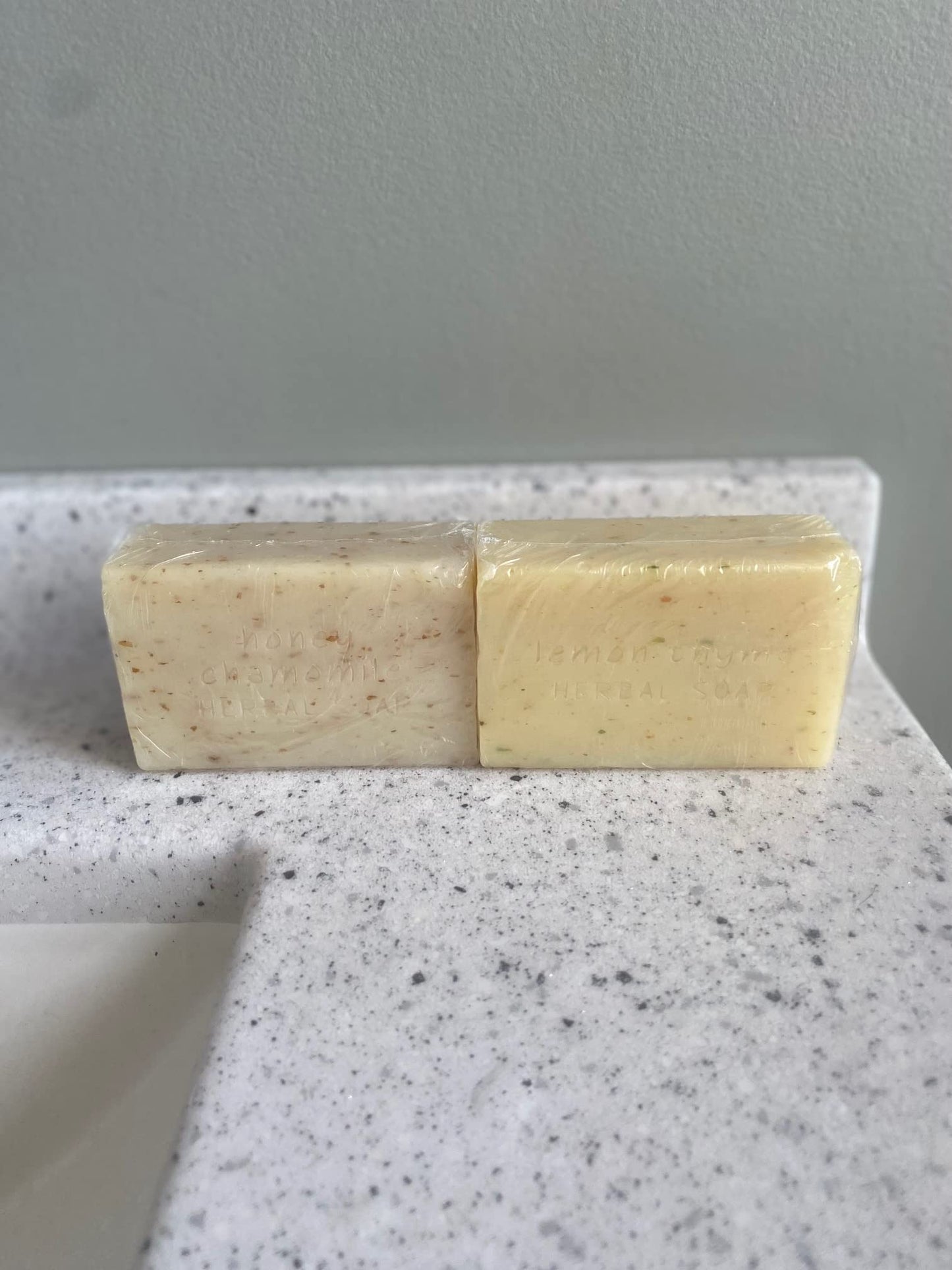 Greenwich Bay Trading- 2 Pack Honey Chamomile & Lemon Thyme Herbal Soaps- Enriched with Shea Butter, Virgin Olive Oil and Infused with Fresh Botanical