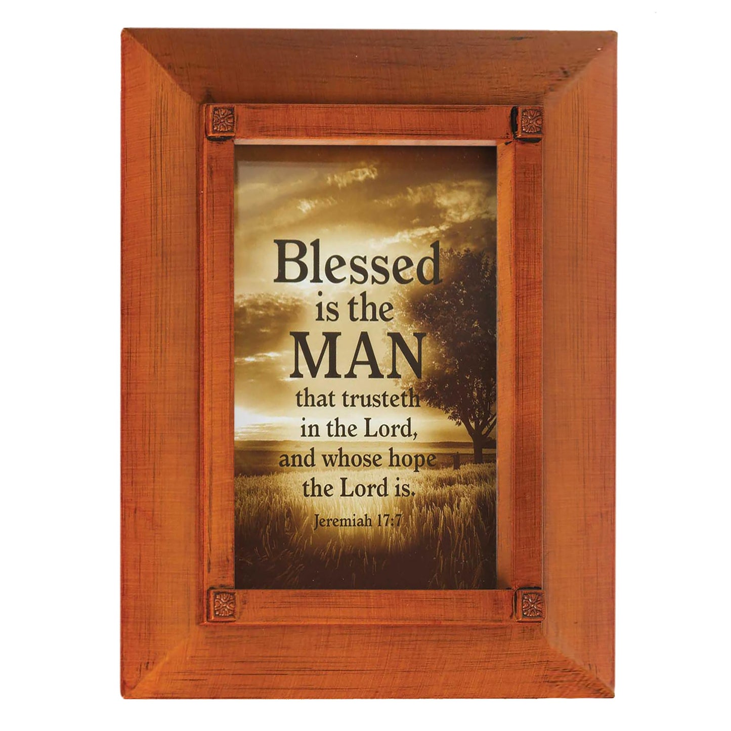 Dicksons Blessed Is Man Trusts Lord Walnut Finish Polymer Jewelry Box