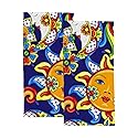 ZKLZI ZHONGJI Hand Towels 2 Piece Mexican Talavera Cute Pattern Blue Comfortable Skin-Friendly Non-Fading Bathroom Spa Kitchen Hotel Bath Gym Running…