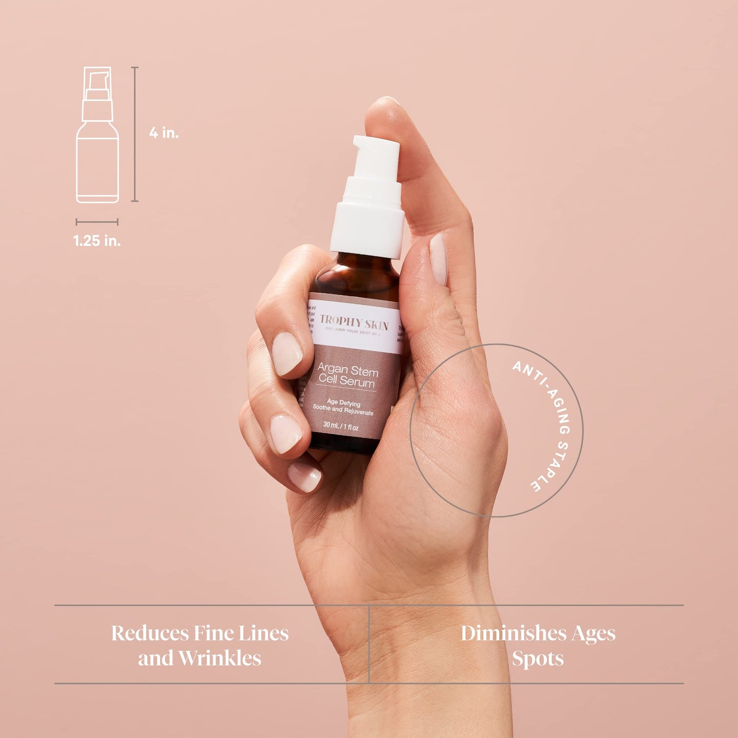 Trophy Skin Argan Stem Cell Serum - Topical Age-Defying Skin Hydrator with Hyaluronic Acid and Argan Oil to Soothe, Nourish, and Rejuvenate Face