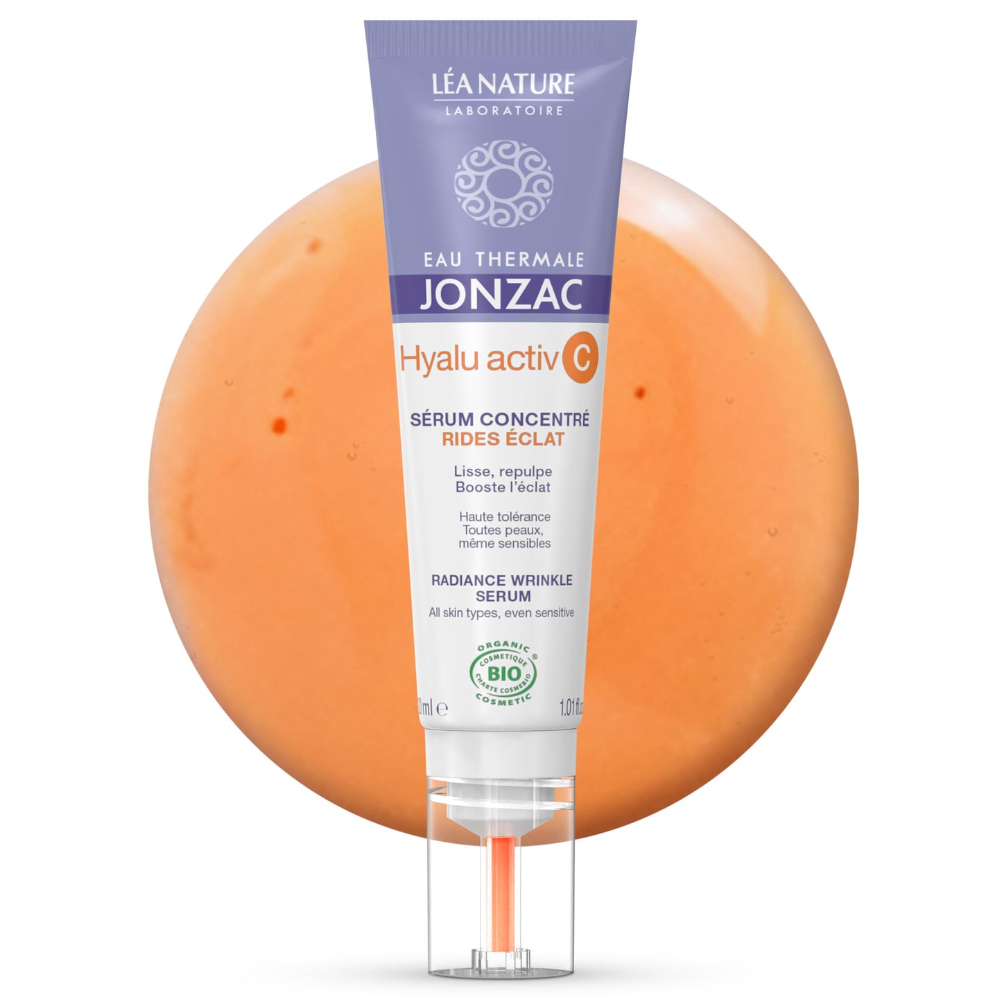Eau Thermale Jonzac Organic Hyalu Activ C Serum for Face & Eyes - Optimized Vitamin C 5x More Stable With Hyaluronic Acid - Anti-Wrinkle - Brighter