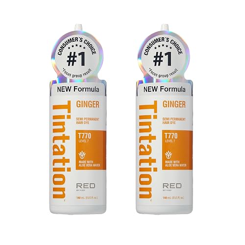 Red by Kiss Tintation Semi-Permanent Hair Color, Aloe Vera Water Based, Argan Oil, Olive Oil, Collagen & Keratin, Long-Lasting Color Dye (Ginger, 2