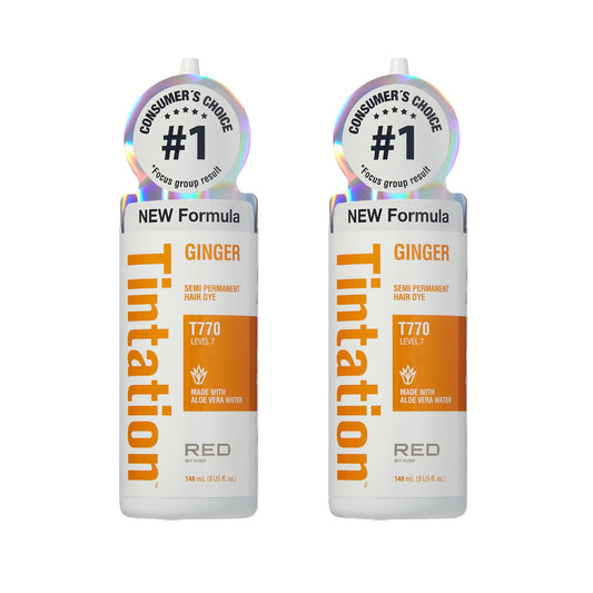 Red by Kiss Tintation Semi-Permanent Hair Color, Aloe Vera Water Based, Argan Oil, Olive Oil, Collagen & Keratin, Long-Lasting Color Dye (Ginger, 2