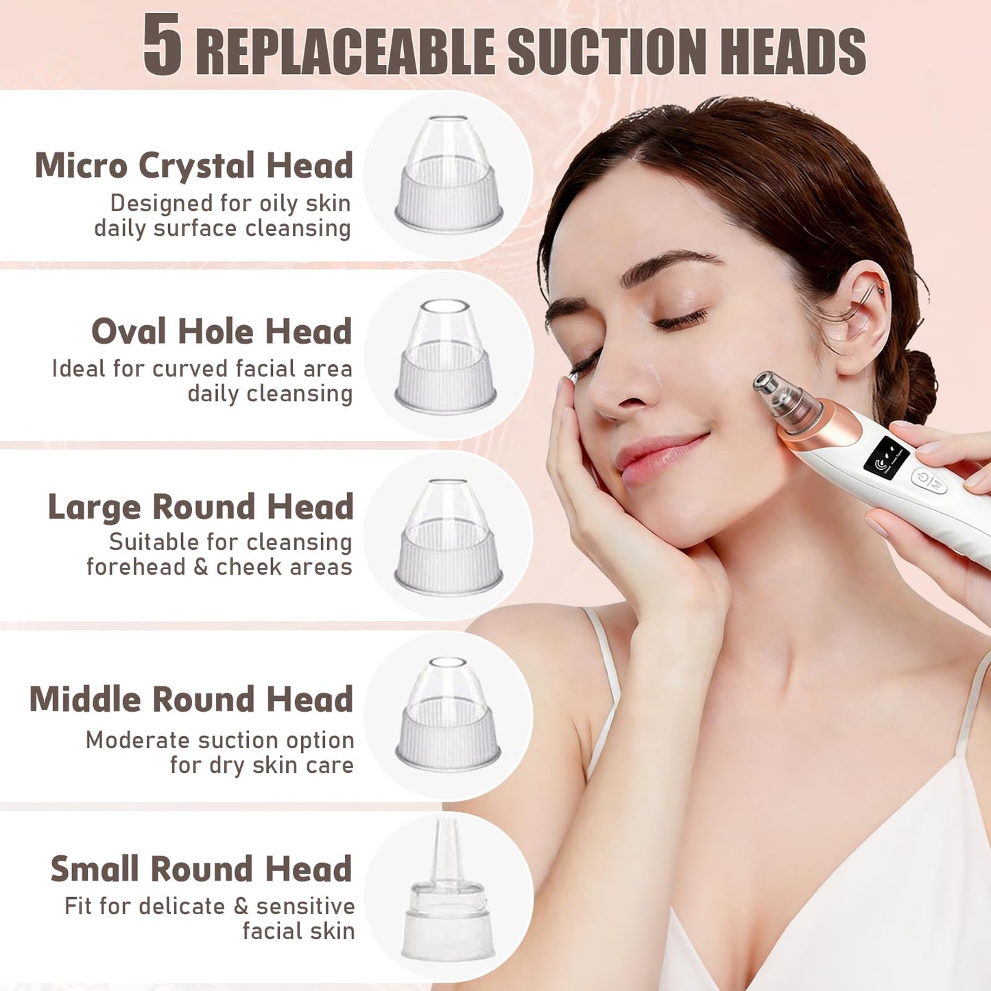 2026 Blackhead Remover Pore Vacuum,Facial Pore Cleaner-5 Suction Power,5 Probes,USB Rechargeable Blackhead Vacuum Kit Electric Pore Vacuum Tool Beauty and Personal Care Gackoko