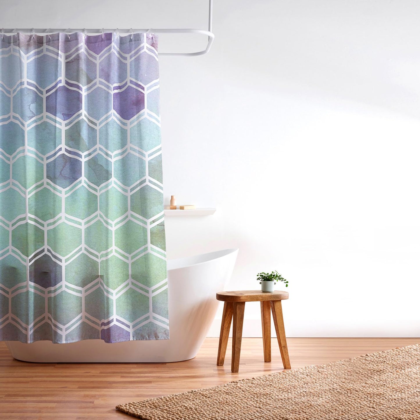Society6 Shower Curtain - Bathroom Decor by Monika Strigel - Extra Long Fabric Shower Curtains for Bathroom, 71" x 74", Tweezy Ocean Blue