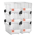 VEVOR Plastic Stackable Storage Bins, 14.8 x 8.5 x 7.1 inch (6 Pack), Plastic Containers for Organizing & Storage Bins for Closet, Garage, Small…