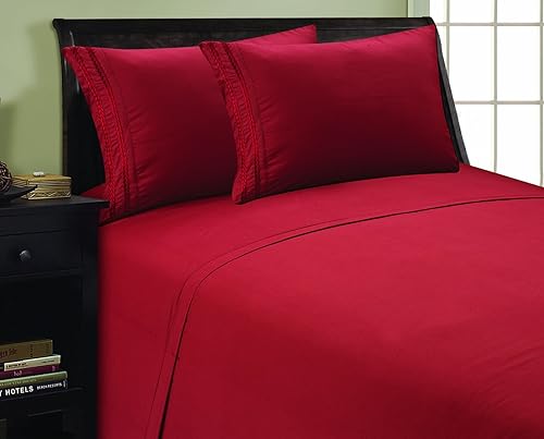 Elegant Comfort 1800 Premier Chain Design Hotel Quality Luxurious Silky Soft Wrinkle & Fade Resistant 4 pc Sheet Set, Deep Pocket Up to 16" Queen