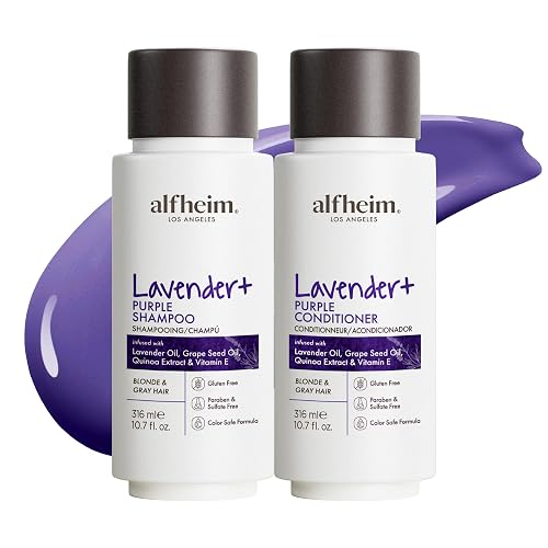 ALFHEIM Lavender+ Purple Shampoo & Conditioner Set for Blonde, Silver & Color-Treated Hair - Restores Cool Shine & Smoothness - with Quinoa Extract