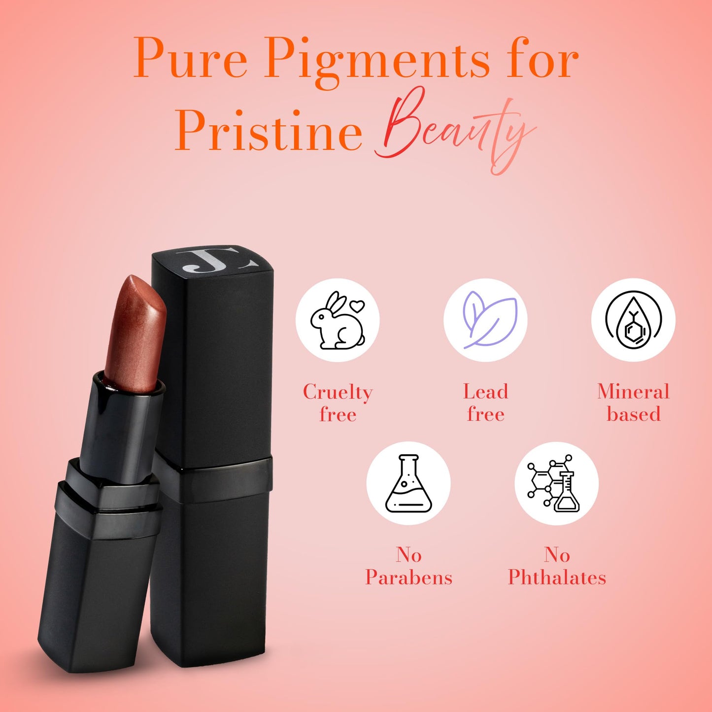 Juwel Cosmetics Frosted Finish Lipstick, Long Wear Moisture-Rich Shades with Natural Minerals, Matte Lipstick Contains Shea Butter, Grapeseed &