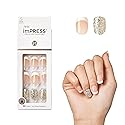 KISS imPRESS Press-On Manicure, Nail Kit, PureFit Technology, Short Press-On Nails, 'Time Slip', Includes Prep Pad, Mini Nail File, Cuticle Stick,