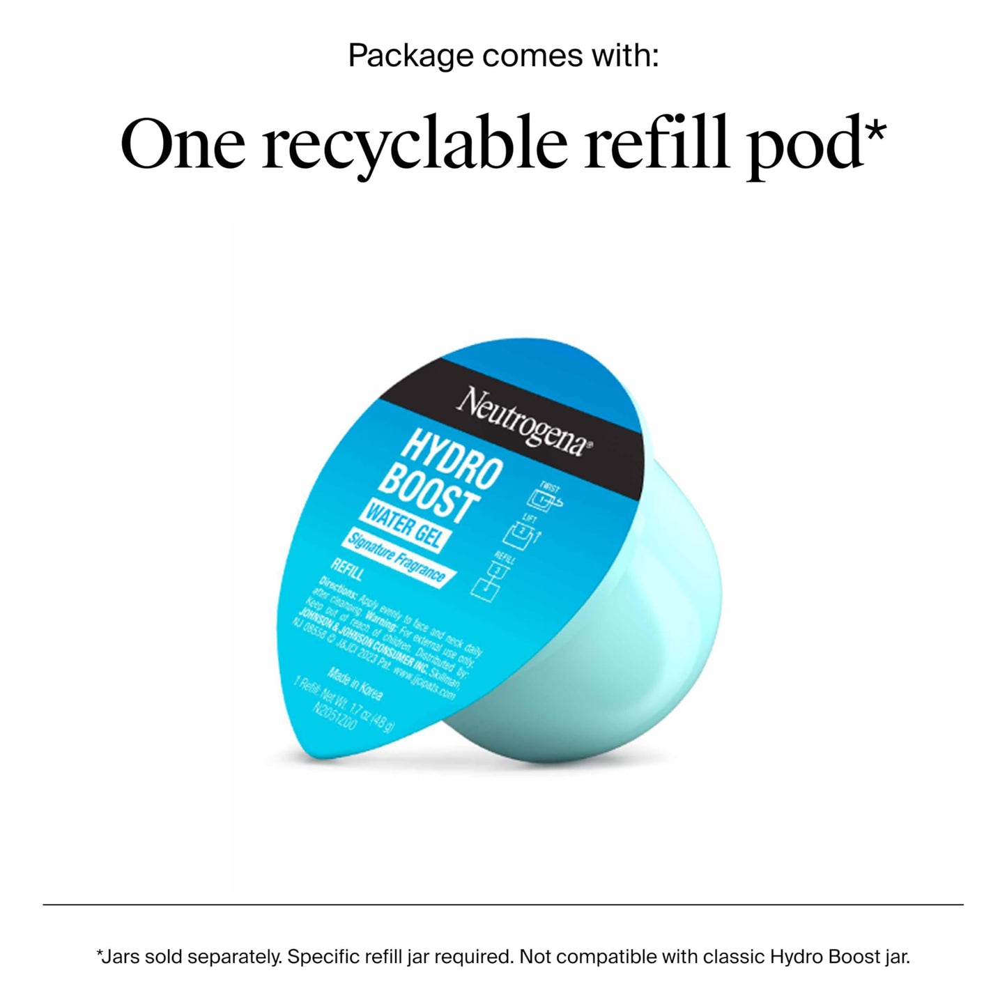 Neutrogena Hydro Boost Water Gel Face Moisturizer Refill Pod, Refill Pack of Hyaluronic Acid Moisturizer for a Refreshing Burst of Hydration & Dewy Beauty and Personal Care Neutrogena
