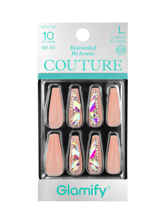 Glamify by Absolute New York Couture Press On Nails - Luxury Rhinestone & Charm Fake Nails, Glossy Reusable Salon Style Acrylic Nails Kit with Glue Beauty & Personal Care Absolute New York