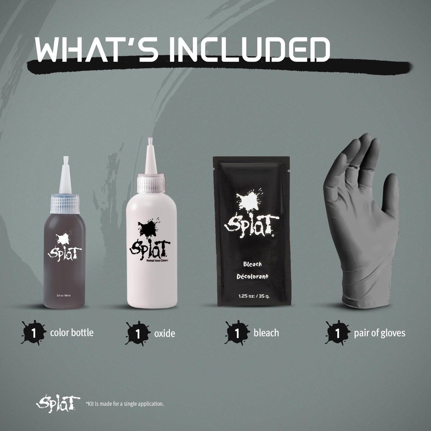 Splat Winter Gray Semi Permanent Hair Dye Kit with Bleach, 1 Application, Includes Gray Hair Dye, Oxide & Bleach Powder, Vegan & Cruelty Free Hair