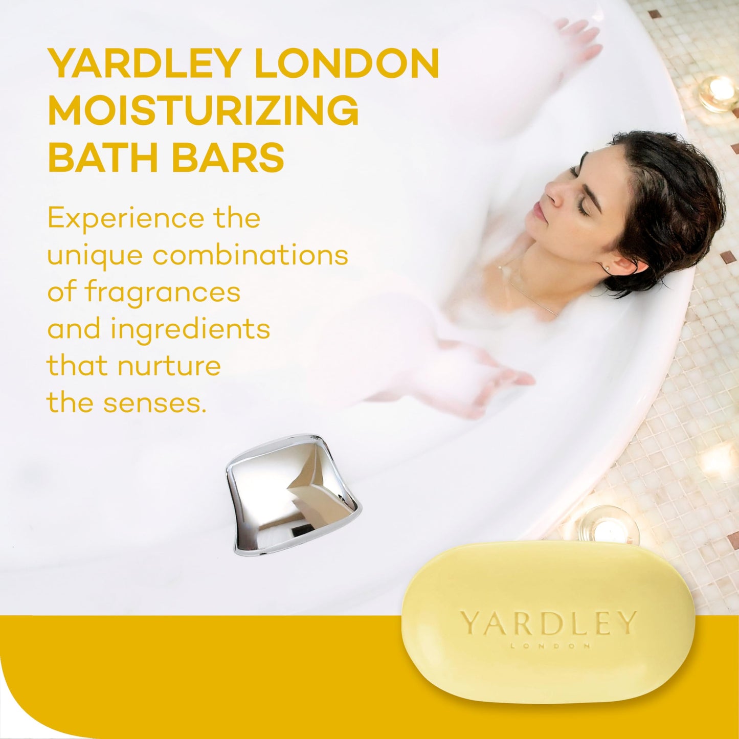 Yardley London Moisturizing Bath Bar Soap, Lemon Verbena, with Shea Butter & Pure Citrus Oils, Softens & Tones Skin, 4.0 oz