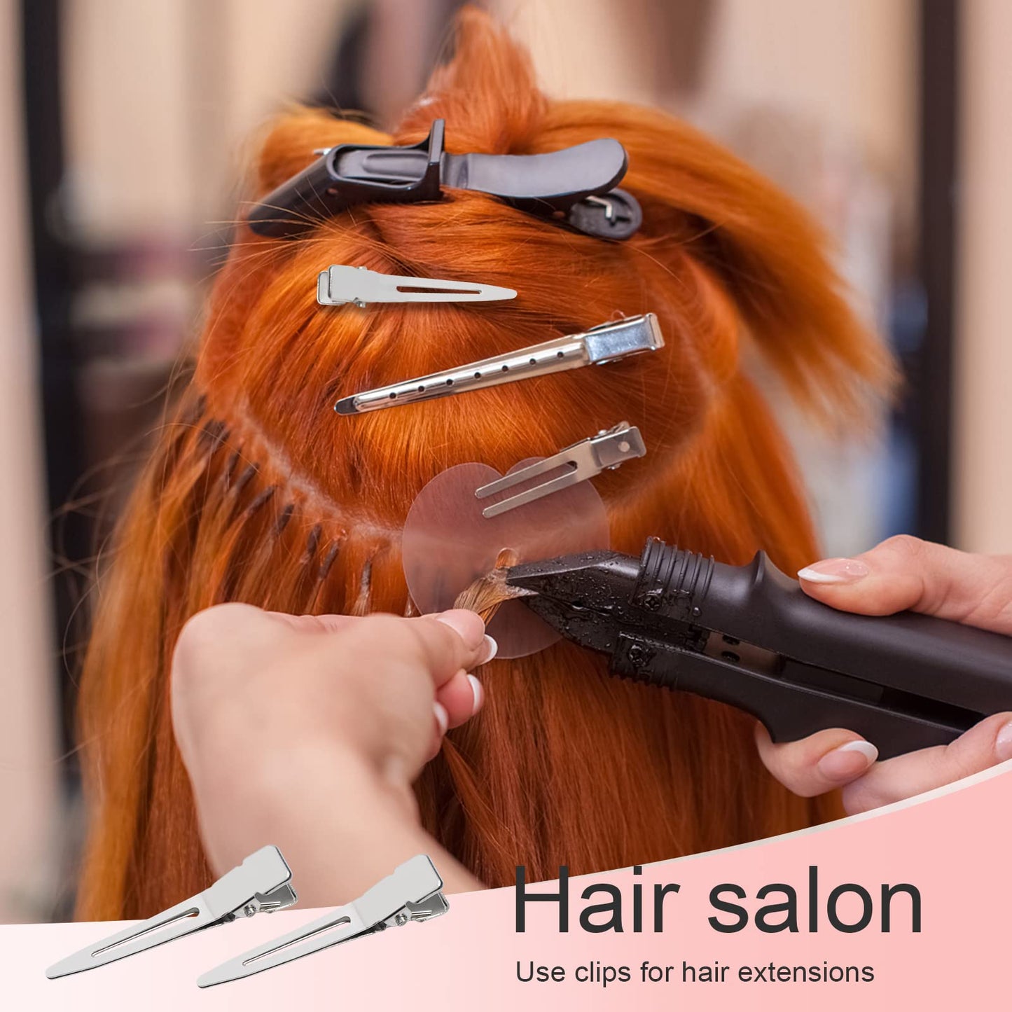 SBYURE 100 Pack 1.77 Inch Single Prong Pin Curl Duckbill Clips,Silver Setting Section Hair Clips Metal Alligator Clips for Hair Extensions