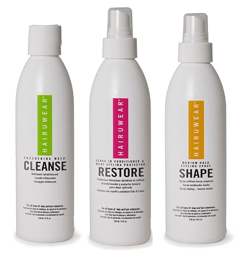 Wig Care Shampoo & Conditioner Kits: 8oz Cleanse, Rstore, Curl, or Control, Wide Tooth Comb or Wig Stand (8oz Cleanse, Restore, Shape)