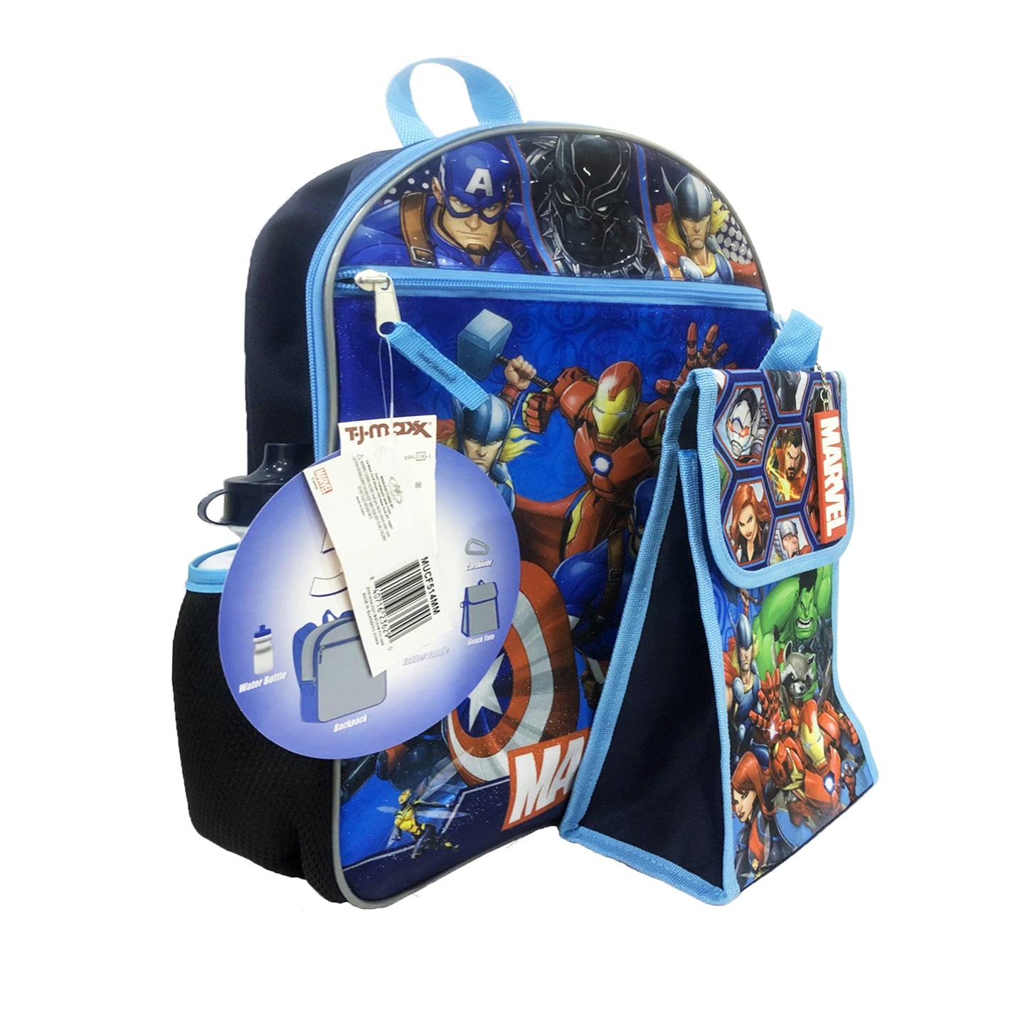 Marvel Backpack Set - 16" Kindergarten Elementary Boys Avengers bookbag with Organizational Pouch - Marvel Avengers Gift Backpack For Kids 4-8