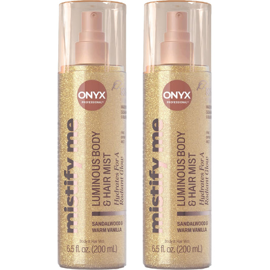 Onyx Professional Hydrating Shimmer Mist with Squalane & Blue Tansy, Sandalwood Vanilla, 6.5 fl oz, 2pk - Shimmer Hair and Body Mist Creates a Radiant Beauty & Personal Care Onyx Professional