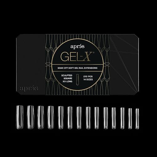 Aprés Gel-X Sculpted Box of Nail Tips, 14 Sizes 00-9, Soft Tip Box (210pcs) (Sculpted Square Extra Extra Long, 210) Beauty & Personal Care APRÉS