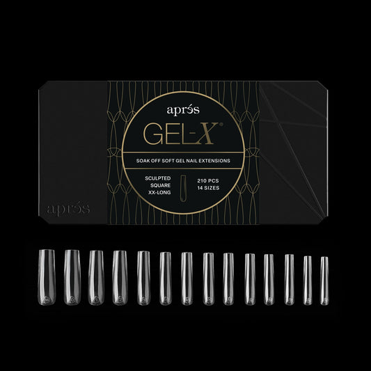 Aprés Gel-X Sculpted Box of Nail Tips, 14 Sizes 00-9, Soft Tip Box (210pcs) (Sculpted Square Extra Extra Long, 210) Beauty & Personal Care APRÉS