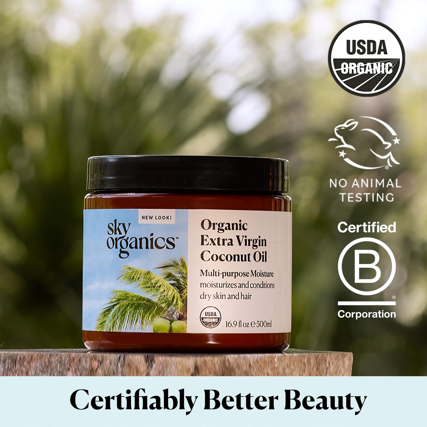 Sky Organics Organic Coconut Oil 16.9oz – Extra Virgin, Vegan & Cruelty-Free Hair Oil & Body Moisturizer with Vitamins & Antioxidants