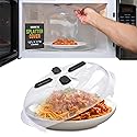 HOVER COVER Magnetic Splatter Cover, 12-Inch Clear BPA-Free Food Lid, Vented Plate Guard with Steam Vents, Anti-Splash Microwave Lid, Dishwasher…