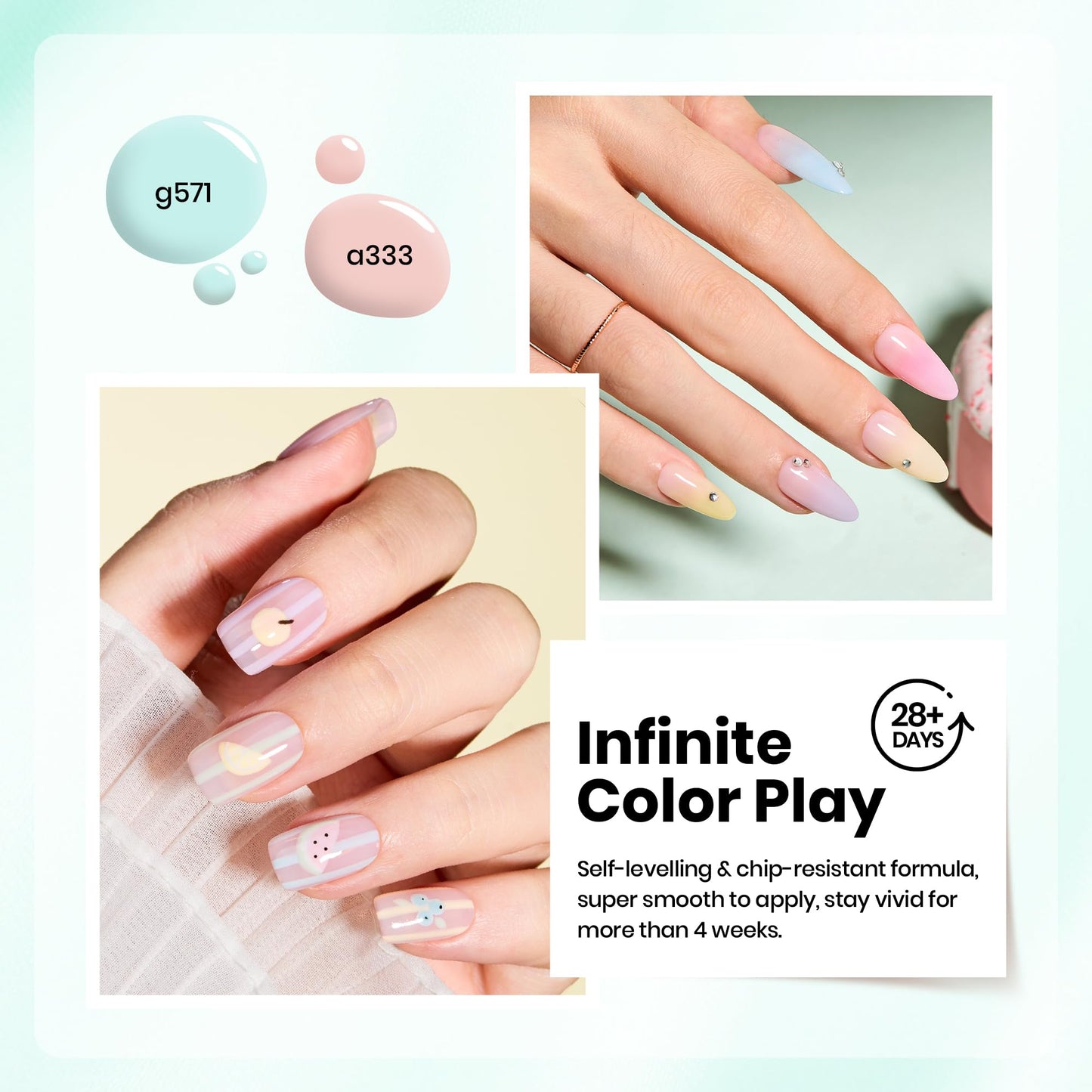 Beetles Pastel Gel Polish Set - Afternoon Desserts Collection, 6 Colors Pastel Gel Polish Purple Yellow Blue Pink Colors UV LED Lamp Salon DIY at Home Beauty and Personal Care beetles Gel Polish