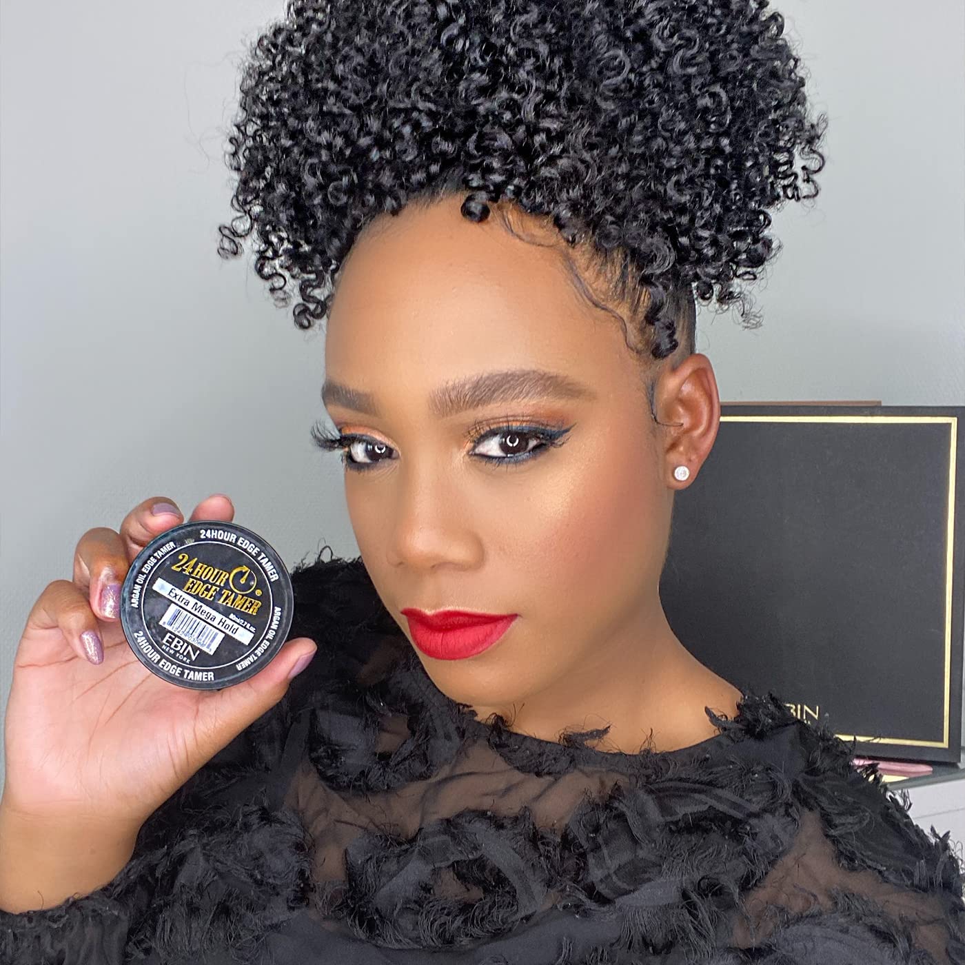 EBIN NEW YORK 24 Hour Edge Tamer Extra Mega Hold 0.5Fl Oz Strong Edge Control Gel, No Flaking, Sleek Smooth Finish, Long Lasting, Argan & Castor Oil