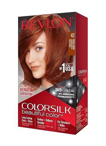 REVLON Colorsilk Beautiful Color, Permanent Hair Color with 3D Gel Technology & Keratin, 100% Gray Coverage Hair Dye, 42 Medium Auburn
