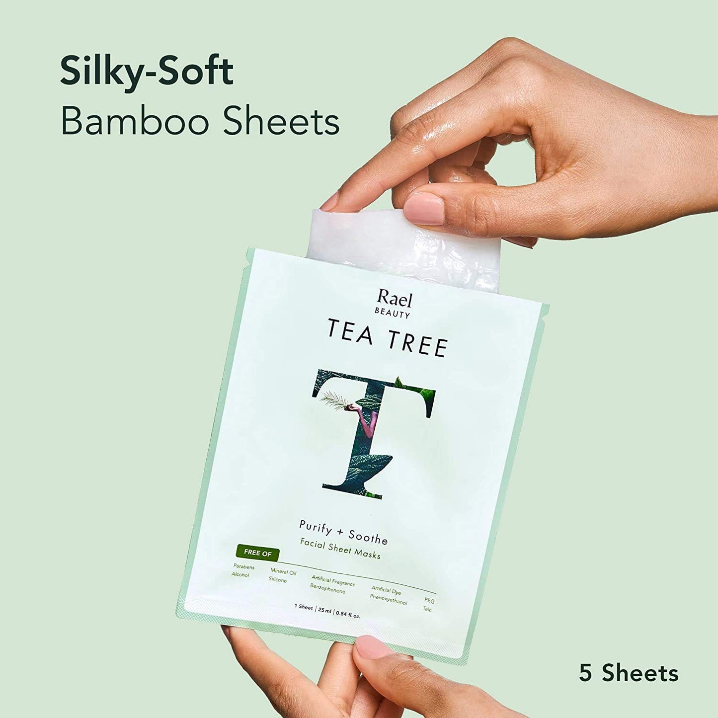 Rael Face Mask Skin Care, Tea Tree Face Masks - Bamboo Facial Sheet Mask, Korean Skincare, with Tea Tree Oil and Fruit Extracts, All Skin Types (Tea