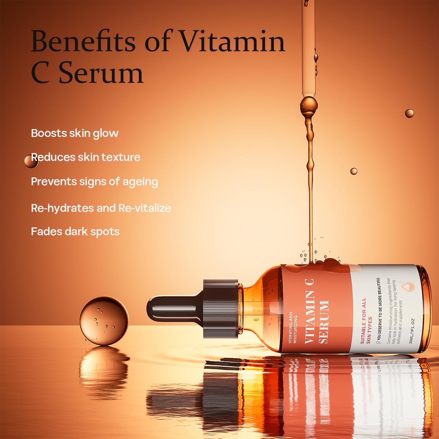 Vitamin C Serum For Face-Anti Aging & Wrinkle Facial Serum With Vitamin C,Sodium Hyaluronate,Vitamin E And More,Skin Brightening Serum For Dark